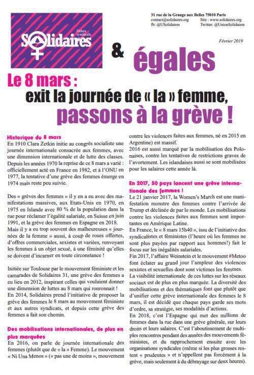 Bulletin solidaires & égales Février 2019