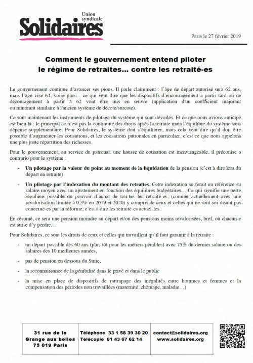 Comment le gouvernement entend piloter le régime de retraites… contre les retraité-es Comment le gouvernement entend piloter le régime de retraites… contre les retraité-es