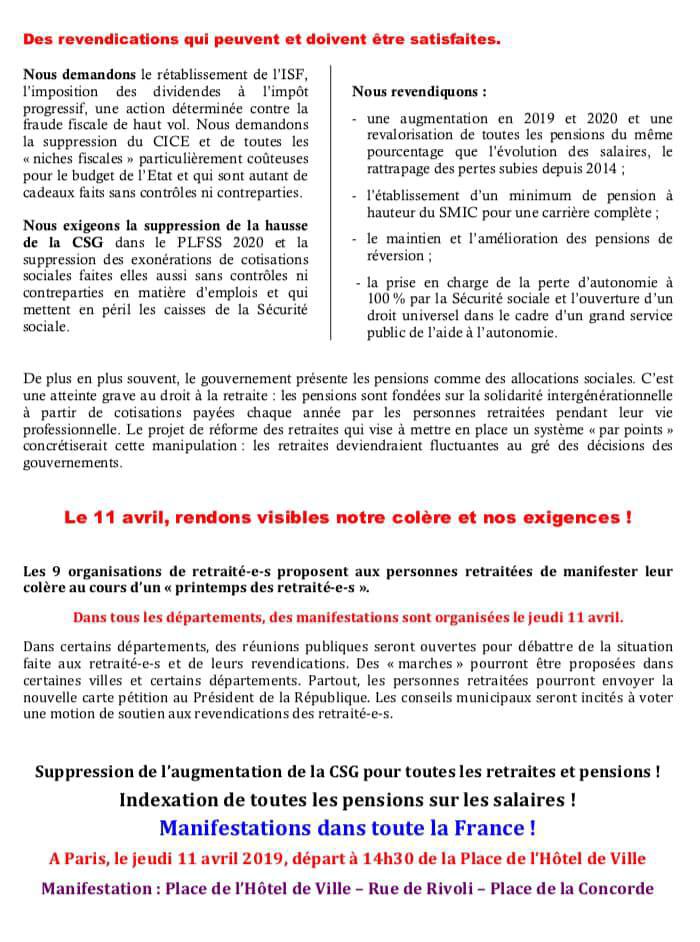 Communiqué intersyndicale retraité(es)