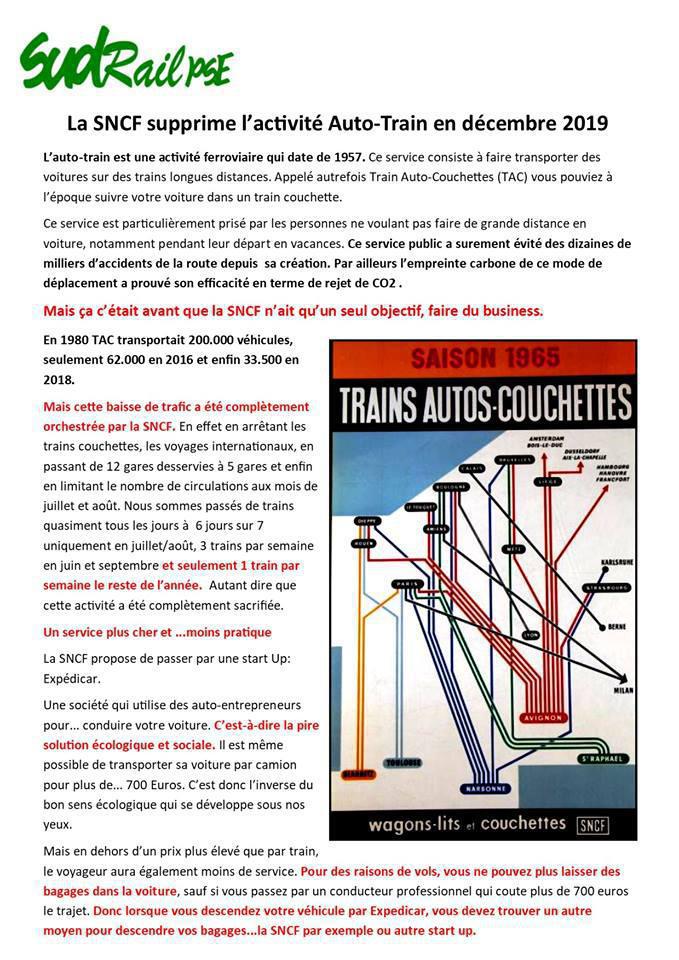La SNCF supprime l'activité Auto-Train en décembre 2019