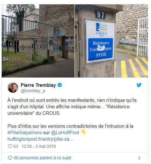 Non, l'hôpital de la Pitié-Salpêtrière n'a pas été attaqué par des black blocs, ni dégradé(Libération)
