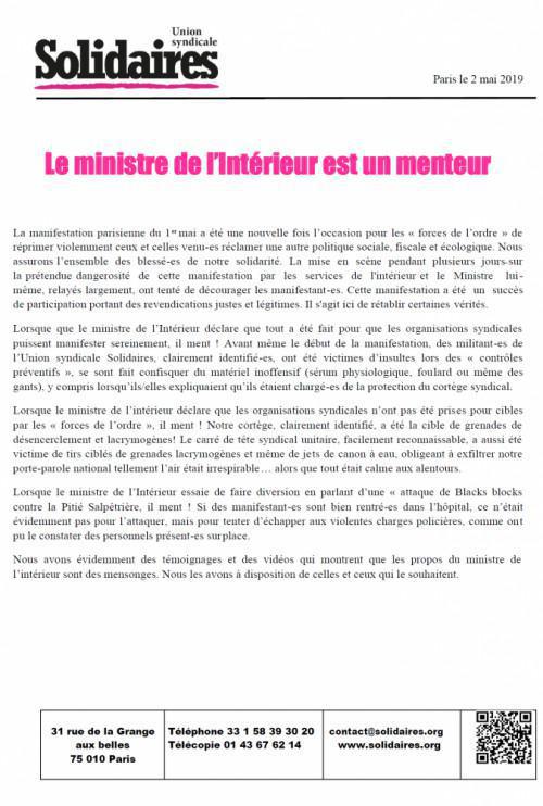 Le ministre de l’Intérieur est un menteur Le ministre de l’Intérieur est un menteur