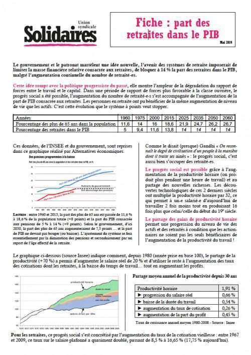 La part des retraites dans le PIB La part des retraites dans le PIB