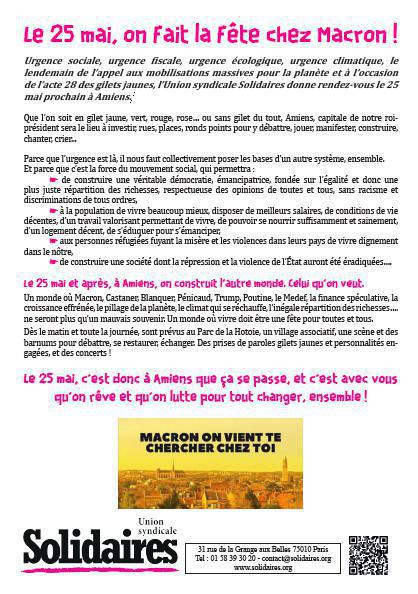 Le 25 mai, on fait la fête chez Macron ! Le 25 mai, on fait la fête chez Macron !