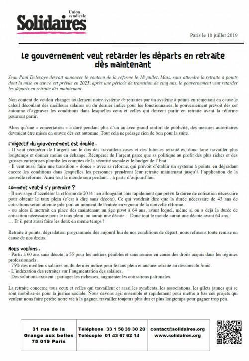 Le gouvernement veut retarder les départs en retraite dès maintenant Le gouvernement veut retarder les départs en retraite dès maintenant