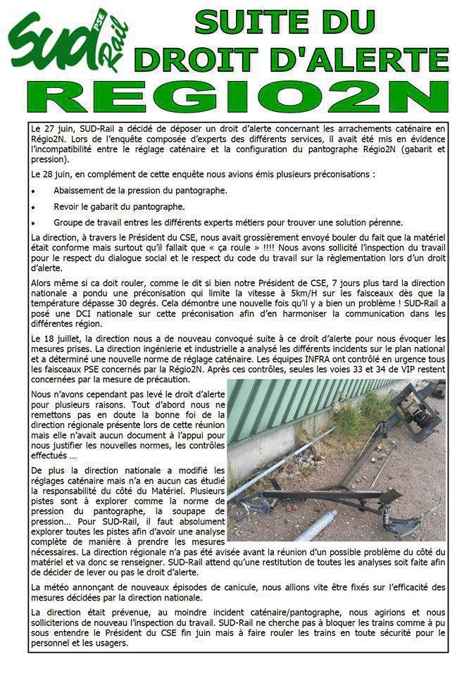Suite droit d'alerte REGIO2N