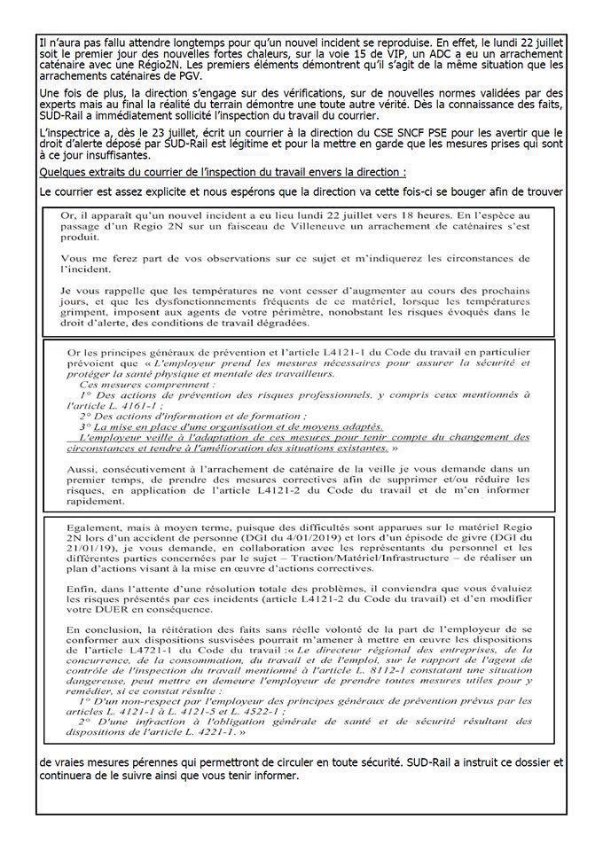 Suite droit d'alerte REGIO2N