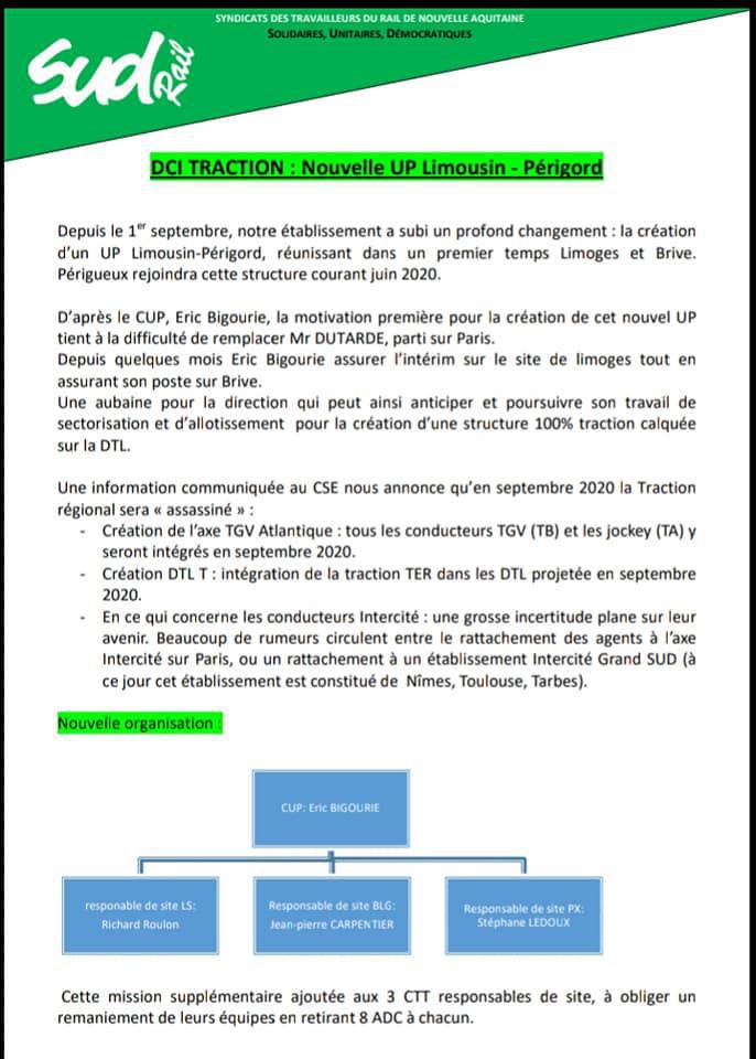 DCI Traction : Nouvelle UP Limousin - Périgord