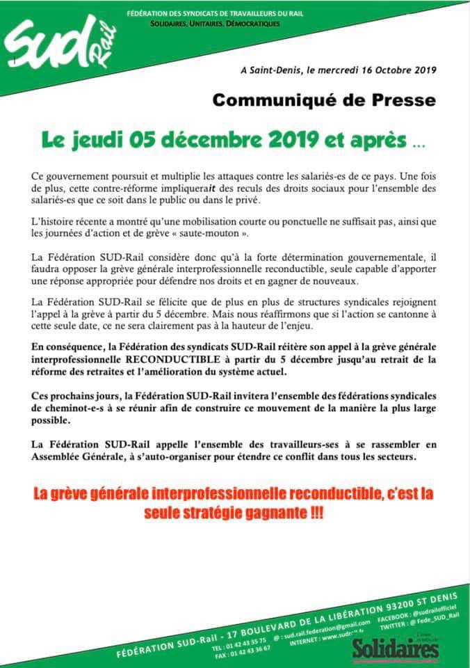 Le Jeudi 5 décembre 2019 et après...