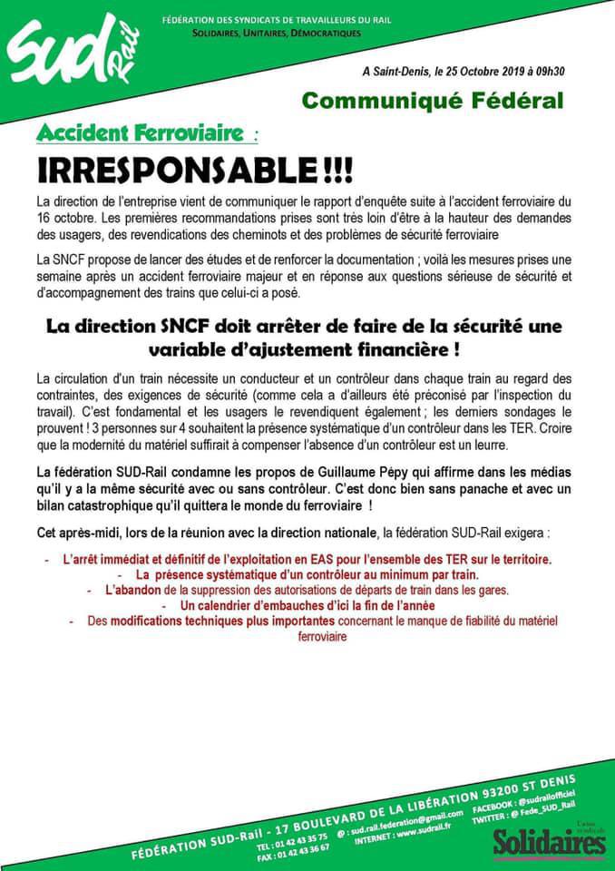 Accident ferroviaire : IRRESPONSABLE !!