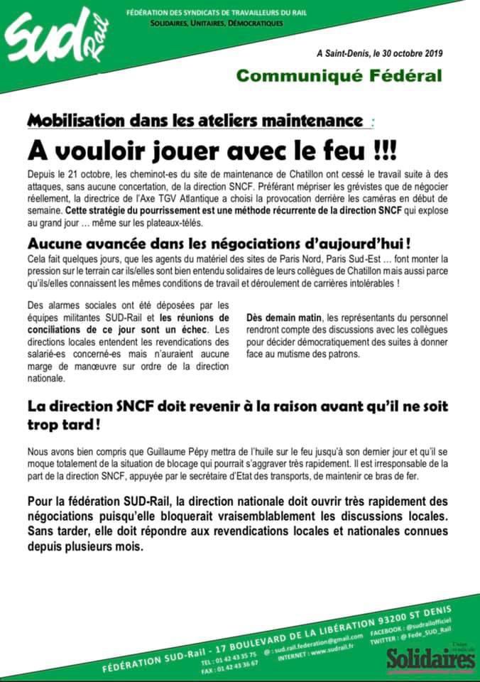 Mobilisation dans les ateliers de maintenance TGV