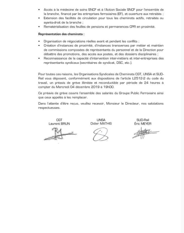 Préavis national unitaire de grève reconductible à partir du 04 décembre 19h