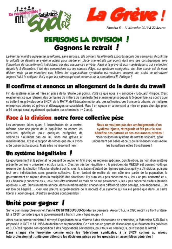 Numéro 8 : Refusons la division ! Gagnons le retrait !