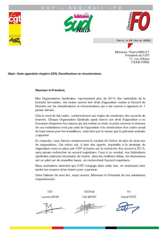 CCN : Courrier Intersyndicale suite opposition chapitre CCN, Classifications et Rémunérations...