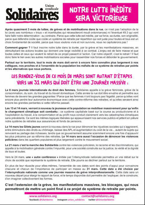 Les rendez-vous de ce mois de mars sont autant d’étapes vers un 31 mars qui doit être une journée massive Les rendez-vous de ce mois de mars sont autant d’étapes vers un 31 mars qui doit être une journée massive
