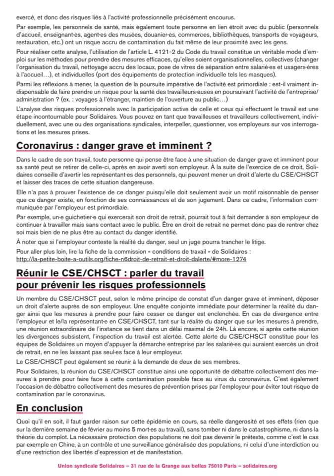 Coronavirus au travail Coronavirus au travail