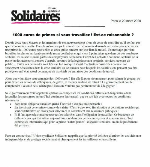 1 000 euros de primes si vous travaillez ! Est-ce raisonnable ? 1 000 euros de primes si vous travaillez ! Est-ce raisonnable ?