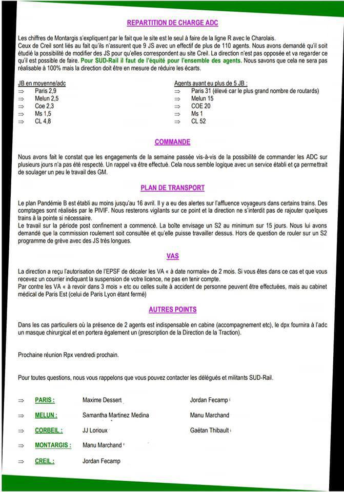 COVID-19 : Compte Rendu Réunion RPX ETP PSE