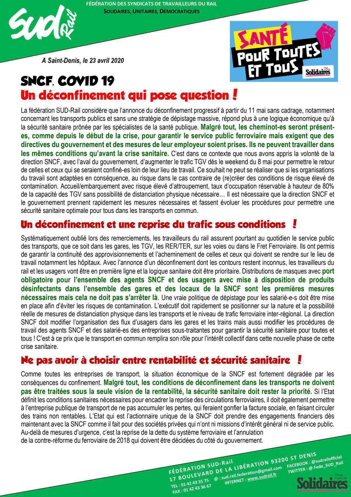 Un déconfinement qui pose question !
