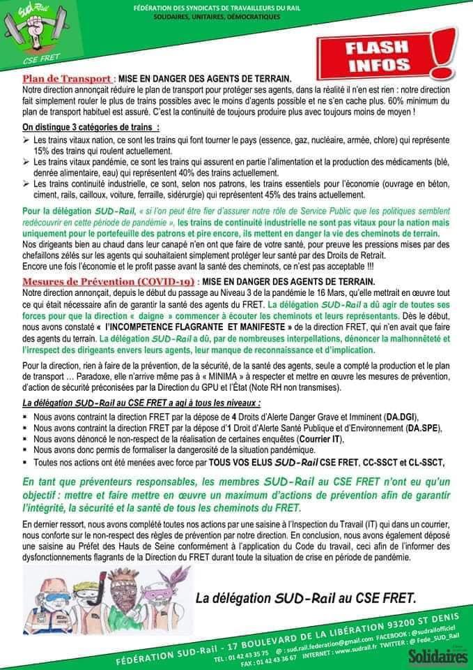 Chômage partiel, Repos Imposés, plan de Continuité de l'Activité : Direction FRET Irrespectueuse et Malhonnête !