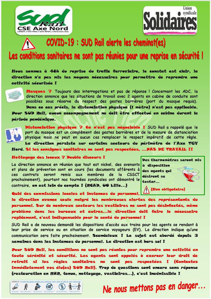 COVID-19 : SUD Rail alerte les cheminot(es)