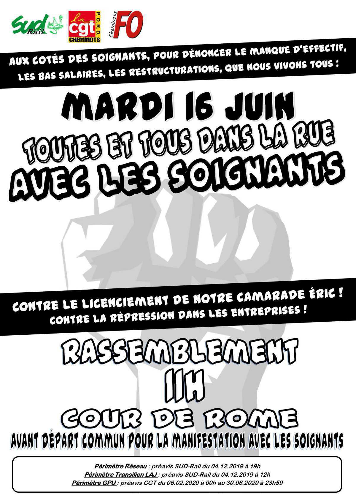 Le Mardi 16 juin, toutes et tous dans la rue avec les soignants