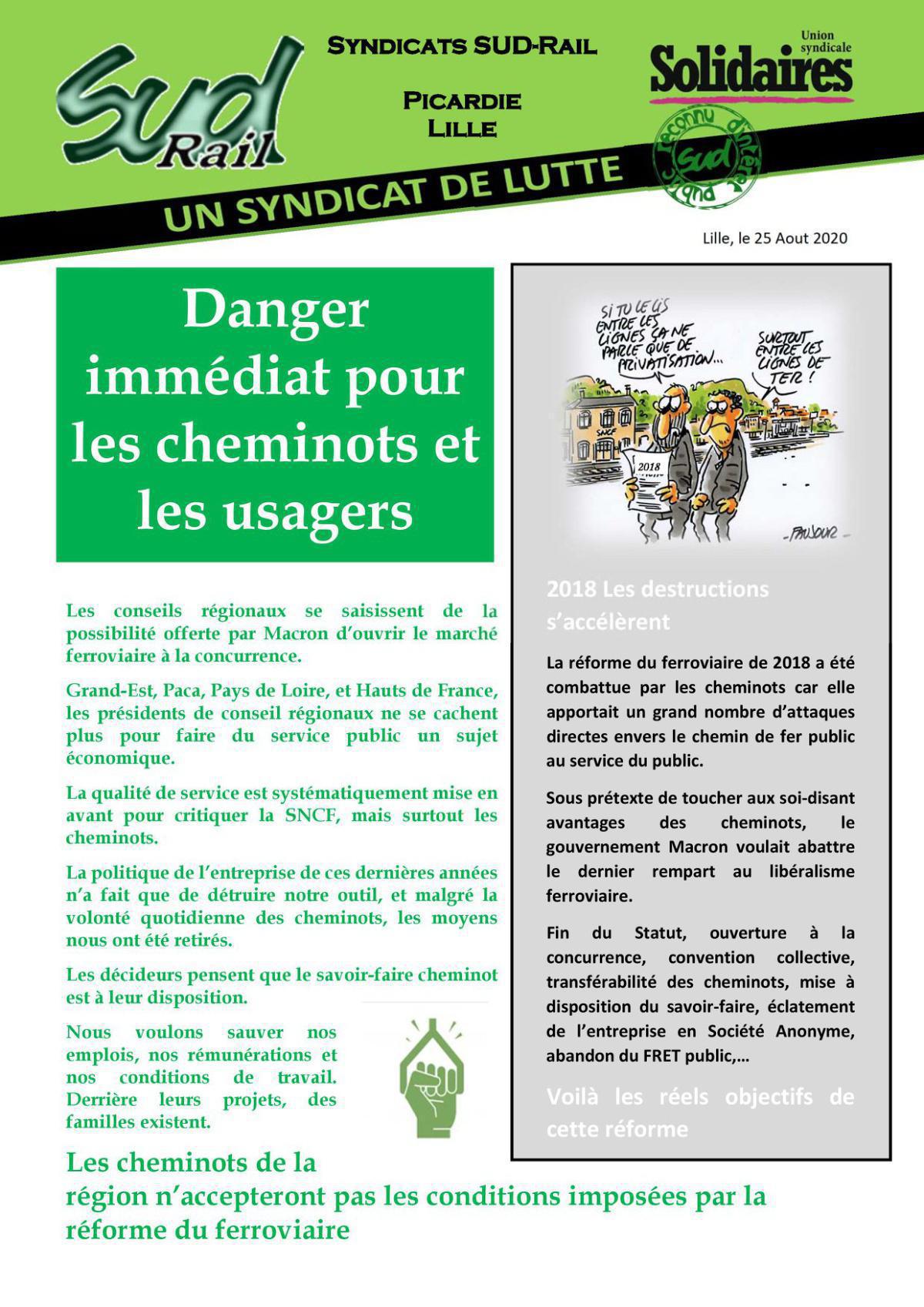Danger immédiat pour les cheminots et les usagers ! Danger immédiat pour les cheminots et les usagers !