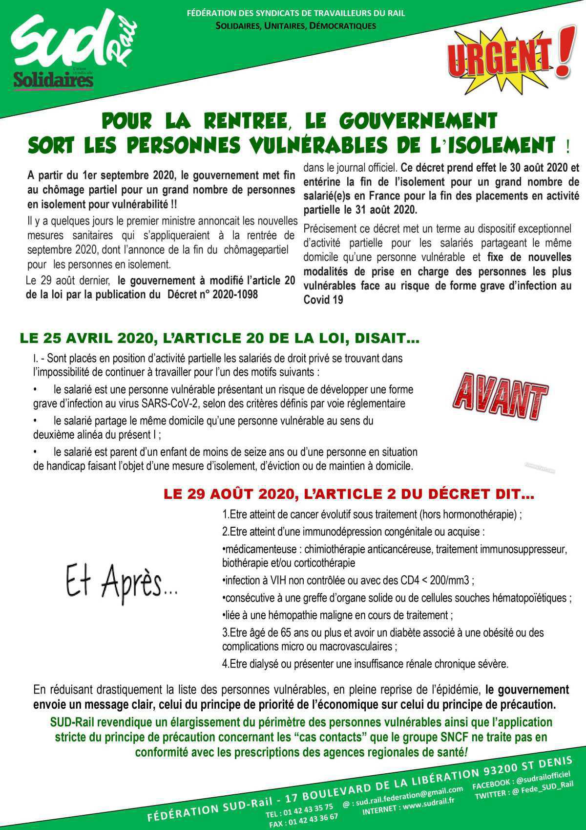 Pour la rentrée, le gouvernement sort les personnes vulnérables de l'isolement ! Pour la rentrée, le gouvernement sort les personnes vulnérables de l'isolement !