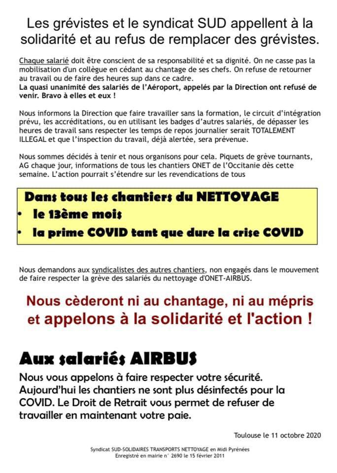 Grève du nettoyage ONET-AIRBUS !