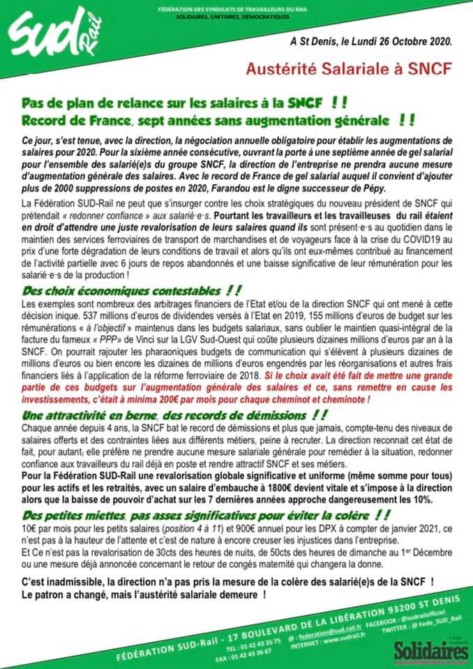 Austérité Salariale à SNCF