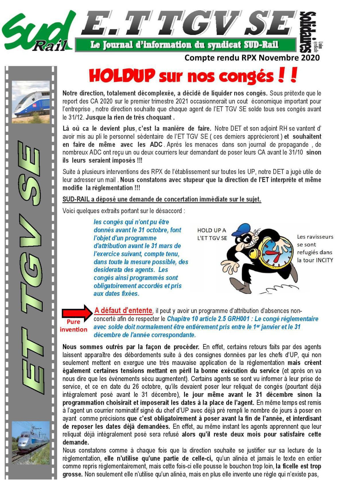 HOLD UP sur nos congés !!