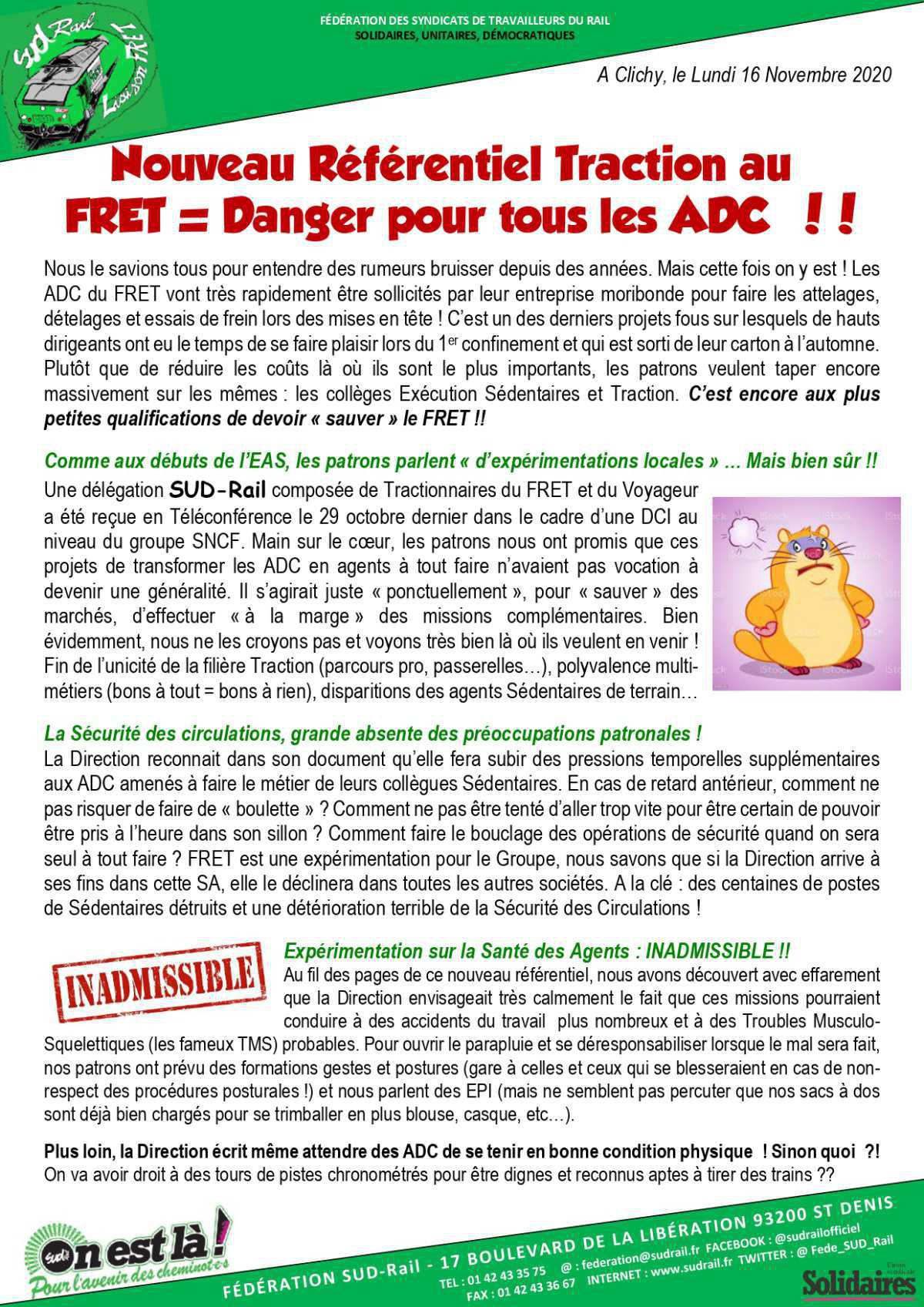 Nouveau Référentiel Traction au FRET : Danger pour tous les ADC !!