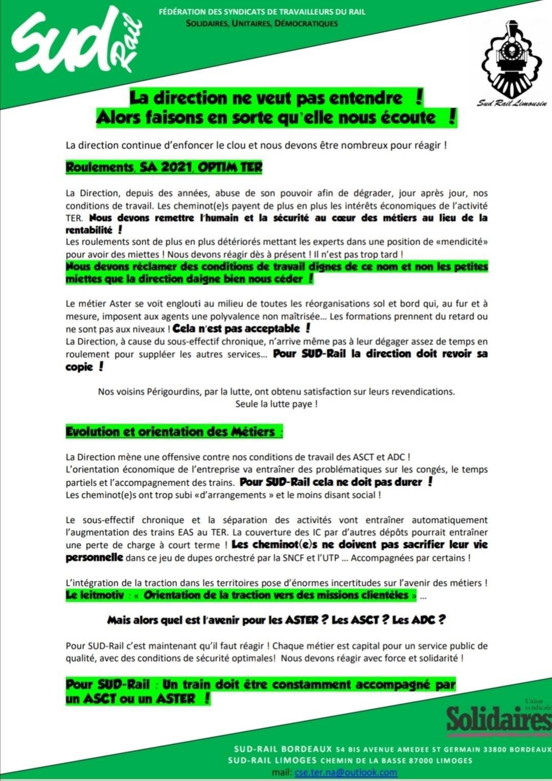 La direction ne veut pas entendre ! Faisons en sorte qu'elle nous écoute !
