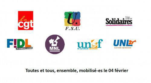 Toutes et tous, ensemble, mobilisé-es le 04 février Toutes et tous, ensemble, mobilisé-es le 04 février