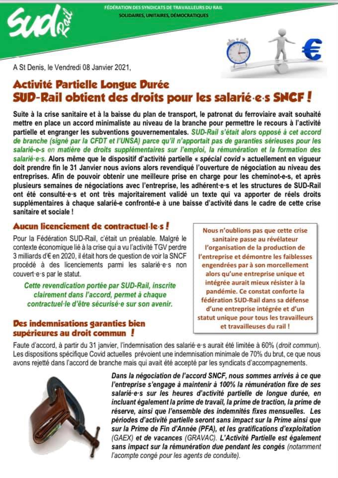 APLD : SUD-Rail obtient des droits pour les salarié(es) SNCF !