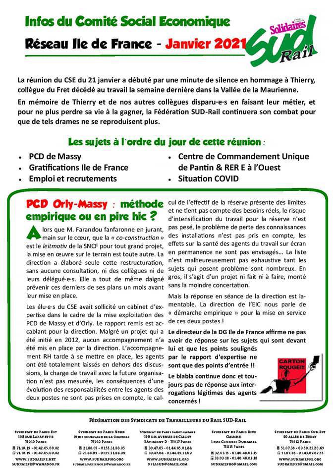 Infos du CSE Réseau Ile de France