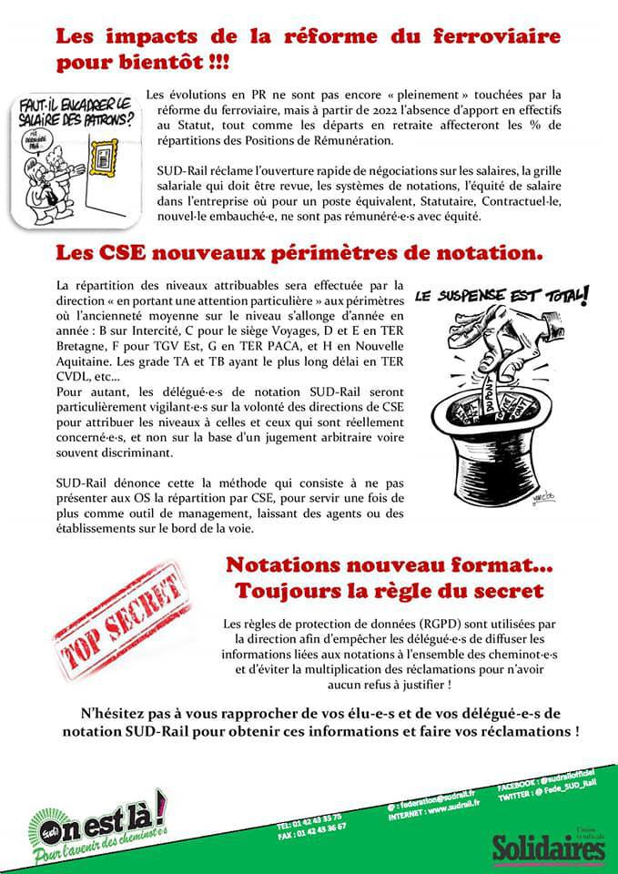 La direction poursuit la baisse des rémunérations des cheminots...
