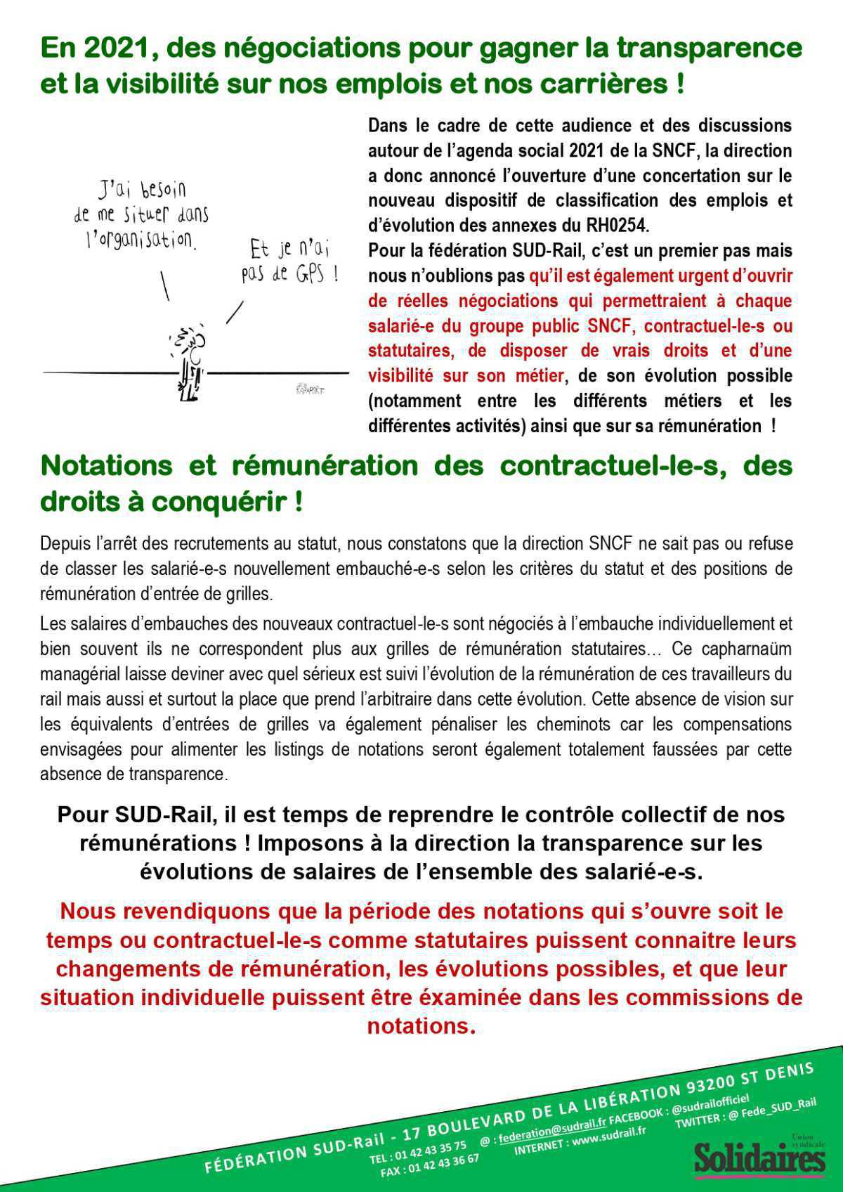 SUD Rail revendique un cadre social protecteur pour tous les contractuel-les !