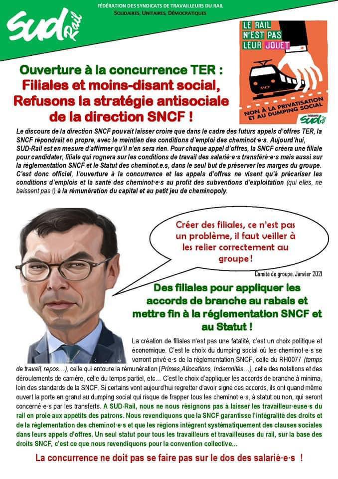 Filiales et moins-disant social, refusons la stratégie antisociale de la direction SNCF