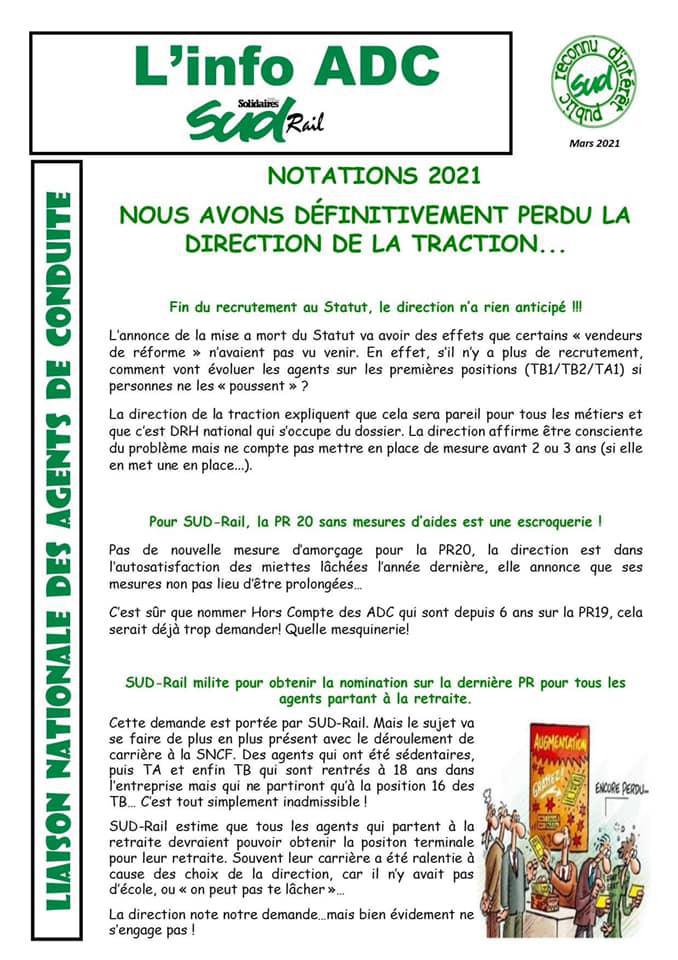 L'info ADC : Nous avons définitivement perdu la direction de la Traction