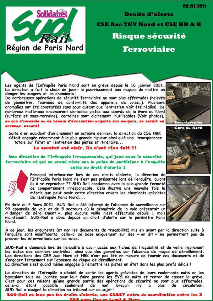 Droit d'alerte risque sécurité ferroviaire