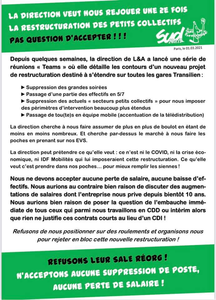 La direction veut nous rejouer une 2e fois la restructuration des petits collectifs