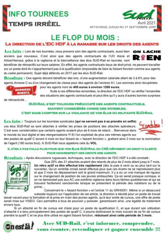 La direction de l’EIC HDF à la ramasse sur les droits des agents !