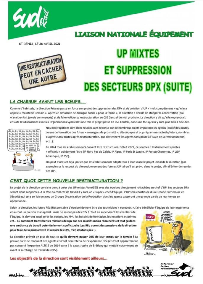 UP Mixtes et suppression des secteurs DPX (Suite)