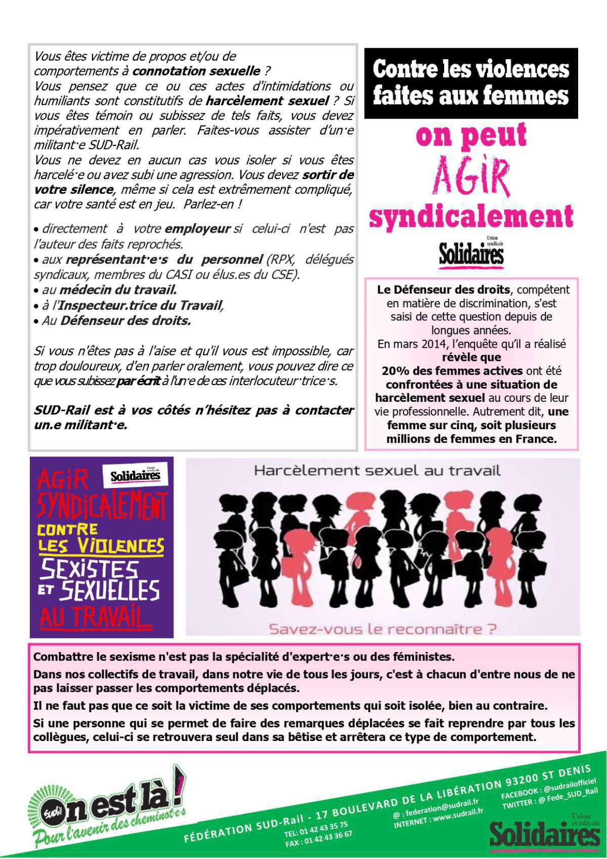 Agir contre les violences sexistes et sexuelles au travail