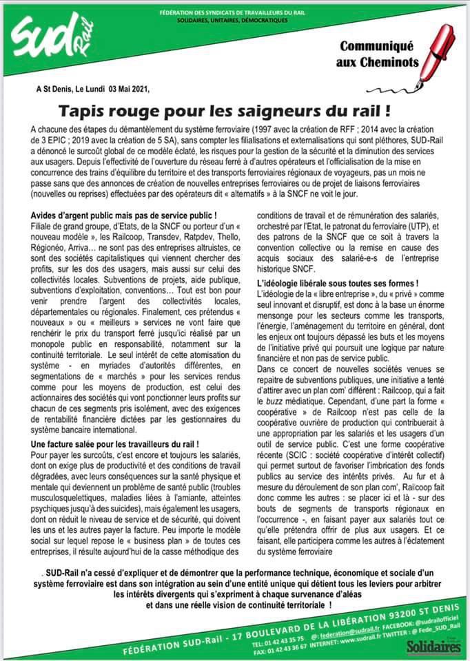 Tapis rouge pour les saigneurs du rail ! Tapis rouge pour les saigneurs du rail !