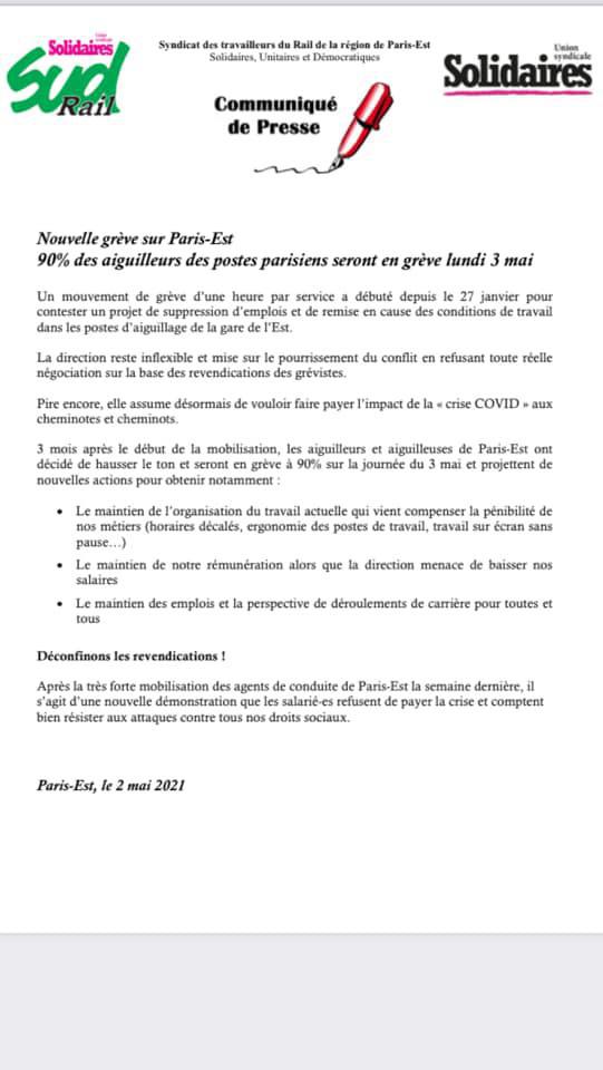 Grève des aiguilleurs sur Paris Est