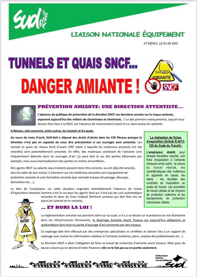 Danger Amiante tunnels et quais SNCF…