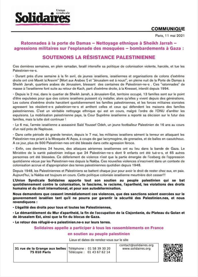 Soutenons la résistance palestinienne ! Soutenons la résistance palestinienne !