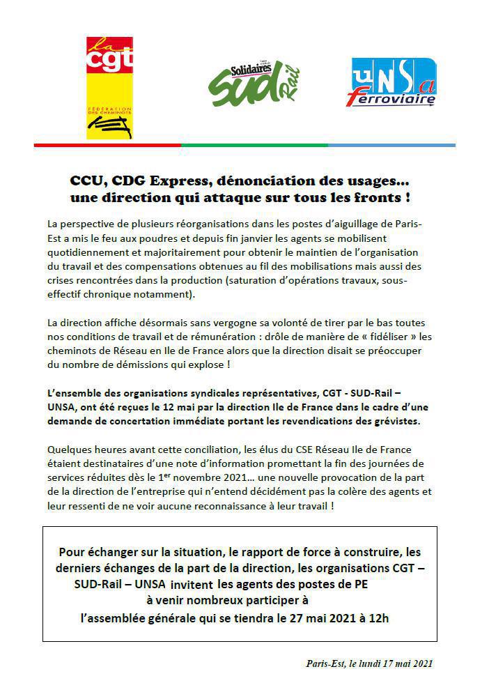 CCU, CDG Express, dénonciation des usages...